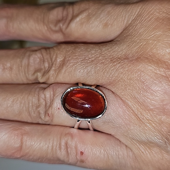 New Hessonite Garnet Sterling Silver Ring size 7 - Picture 1 of 9
